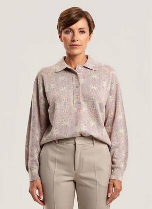 Pull coupe droite manches longues beige EDWIGE femme