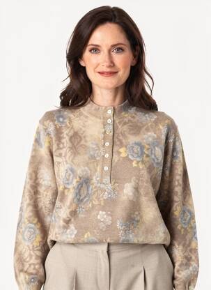 Pull coupe droite manches longues vert EDWIGE femme