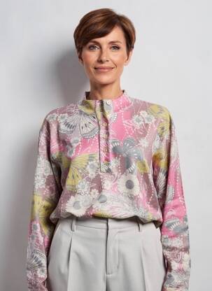 Pull coupe droite manches longues rose EDWIGE femme
