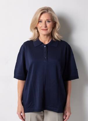 Polo coupe droite manches courtes bleu EDWIGE femme