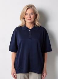 Polo coupe droite manches courtes bleu EDWIGE femme