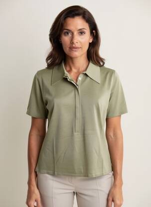 Polo coupe cintrée manches courtes vert MONTAGUT femme
