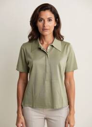 Polo coupe cintrée manches courtes vert MONTAGUT femme