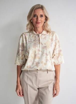 Polo coupe droite manches courtes beige EDWIGE femme
