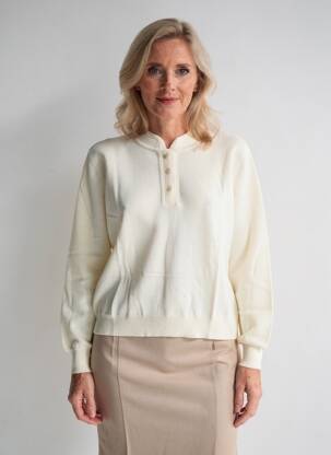 Pull coupe droite manches longues blanc EDWIGE femme