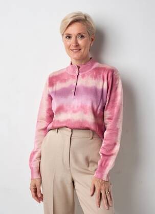 Pull coupe droite manches longues rose GRIFFON femme