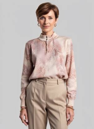 Pull coupe droite manches longues beige clair GRIFFON femme