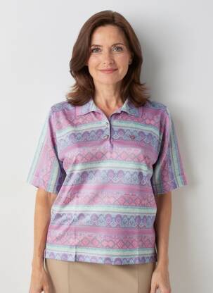 Polo coupe droite manches courtes violet GRIFFON femme