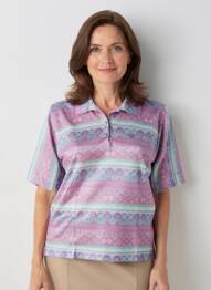 Polo coupe droite manches courtes violet GRIFFON femme