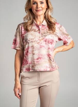 Polo coupe droite manches courtes rose GRIFFON femme