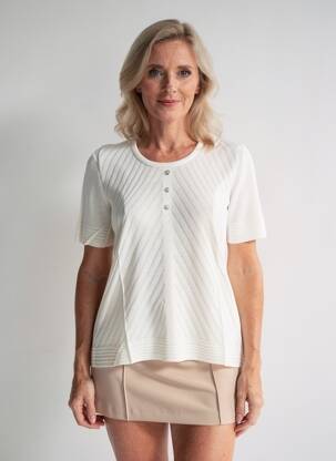 Pull coupe cintrée manches courtes beige RODAM femme