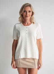 Pull coupe cintrée manches courtes beige RODAM femme