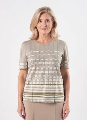 Pull coupe cintrée manches courtes marron PAUPORTÉ femme