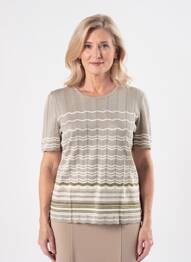 Pull coupe cintrée manches courtes marron PAUPORTÉ femme