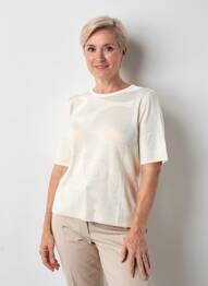 Pull coupe cintrée manches courtes beige EDWIGE femme