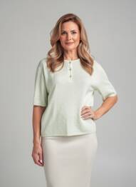 Pull coupe cintrée manches courtes vert EDWIGE femme