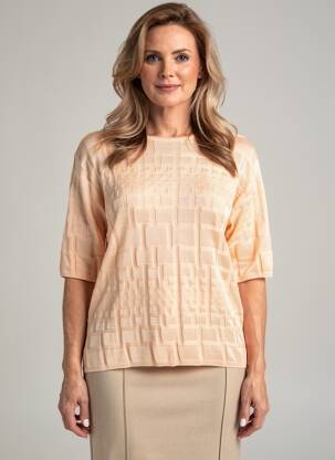 Pull coupe cintrée manches courtes orange EDWIGE femme