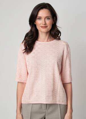 Pull coupe cintrée manches courtes rose EDWIGE femme