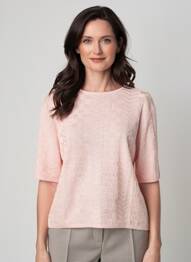 Pull coupe cintrée manches courtes rose EDWIGE femme