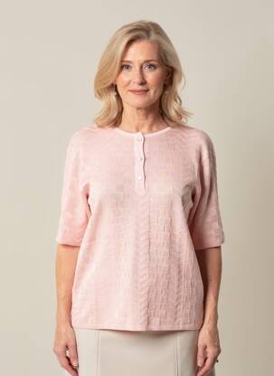 Pull coupe cintrée manches courtes rose EDWIGE femme