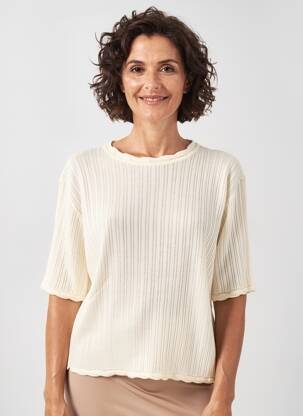 Pull coupe cintrée manches courtes beige EDWIGE femme