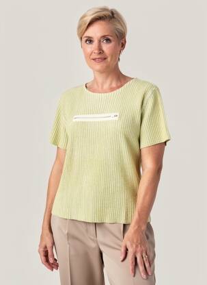 Pull stretch manches courtes vert KATMAI femme