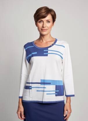 Pull coupe cintrée manches 3/4 bleu PAUPORTÉ femme