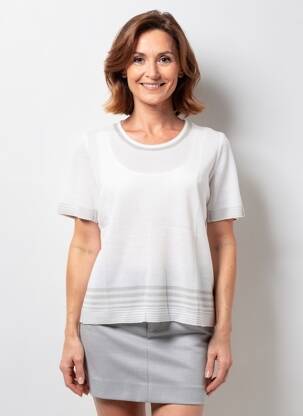 Pull coupe cintrée manches courtes blanc PAUPORTÉ femme