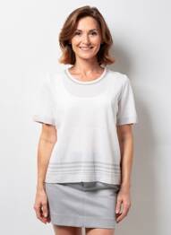 Pull coupe cintrée manches courtes blanc PAUPORTÉ femme