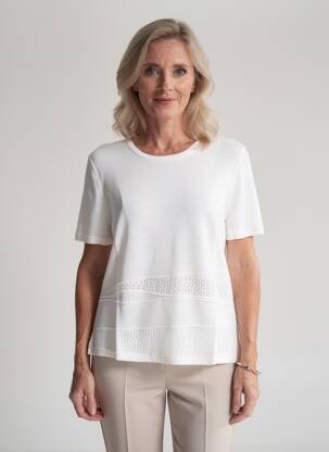 Pull coupe cintrée manches courtes blanc PAUPORTÉ femme