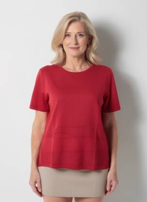 Pull coupe cintrée manches courtes rouge PAUPORTÉ femme