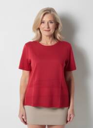 Pull coupe cintrée manches courtes rouge PAUPORTÉ femme