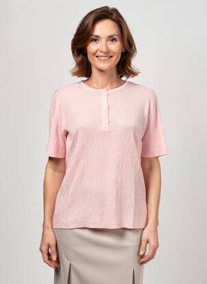Pull coupe cintrée manches courtes rose EDWIGE femme