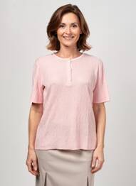 Pull coupe cintrée manches courtes rose EDWIGE femme
