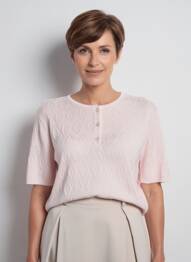Pull coupe cintrée manches courtes rose clair EDWIGE femme