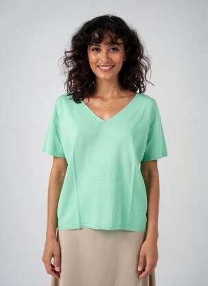 Pull coupe droite manches courtes vert ESCORPION femme