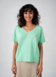 Pull col v manches courtes vert ESCORPION femme