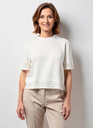 Pull coupe cintrée manches courtes beige EDWIGE femme