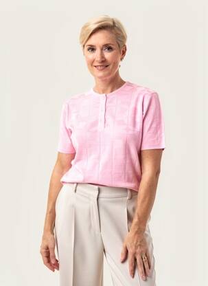 Pull coupe cintrée manches courtes rose EDWIGE femme