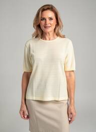 Pull coupe cintrée manches courtes jaune EDWIGE femme