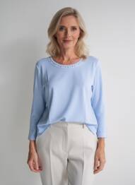 T-shirt sérigraphie avec strass manches 3/4 bleu RABE femme