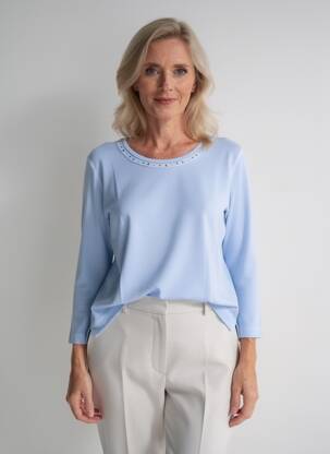 T-shirt sérigraphie avec strass manches 3/4 bleu RABE femme