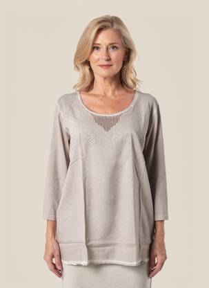 Top col rond manches 3/4 marron THOMAS RABE femme