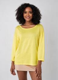 T-shirt coupe droite manches 3/4 jaune ESCORPION femme
