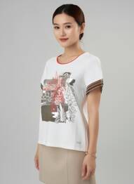 T-shirt coupe droite manches courtes beige TUZZI femme