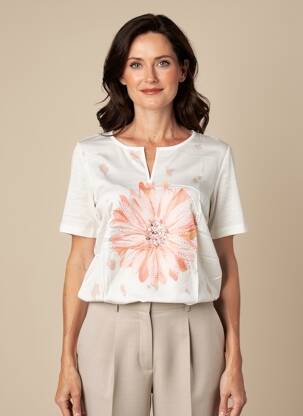 T-shirt sérigraphie avec strass manches courtes beige THOMAS RABE femme