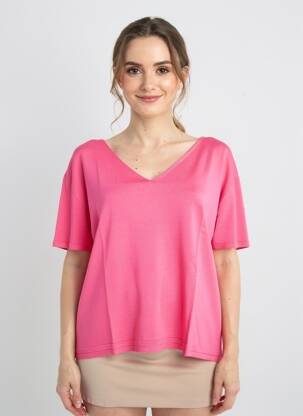 Pull coupe droite manches courtes rose ESCORPION femme