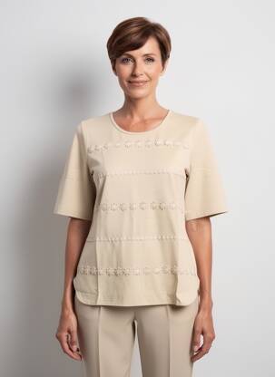 T-shirt stretch manches courtes beige RABE femme