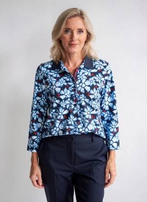 Polo stretch manches 3/4 bleu RABE femme