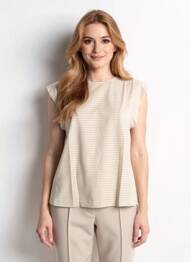 T-shirt coupe droite manches courtes beige GUITARE femme